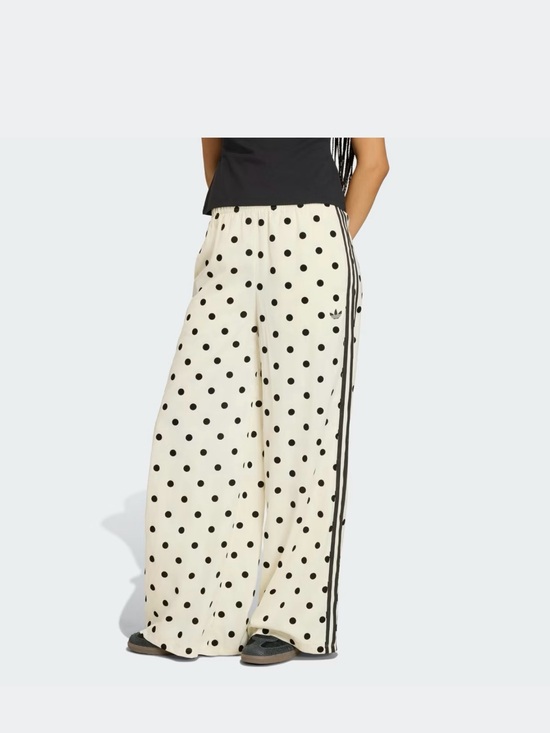 adidas Pants - adidas Cream Wide-Leg Polka Dot Track Pants with Black Stripes